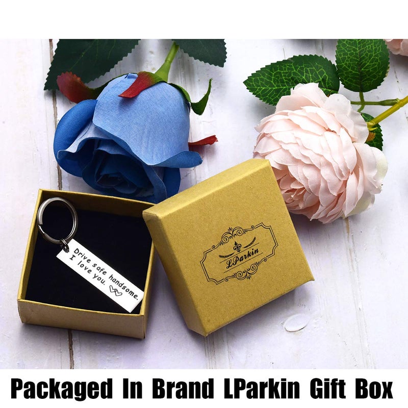 LParkin Drive Safe Keychain Handsome I Love You Trucker Husband Gift for Husband Dad Gift Valentines Day Stocking Stuffer - Image 3